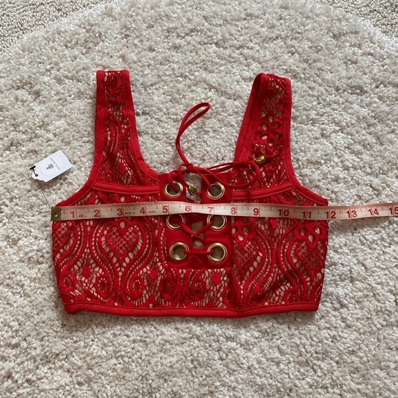 Red bikini size small lace design high rise high waist New NWT - Picture 8 of 13